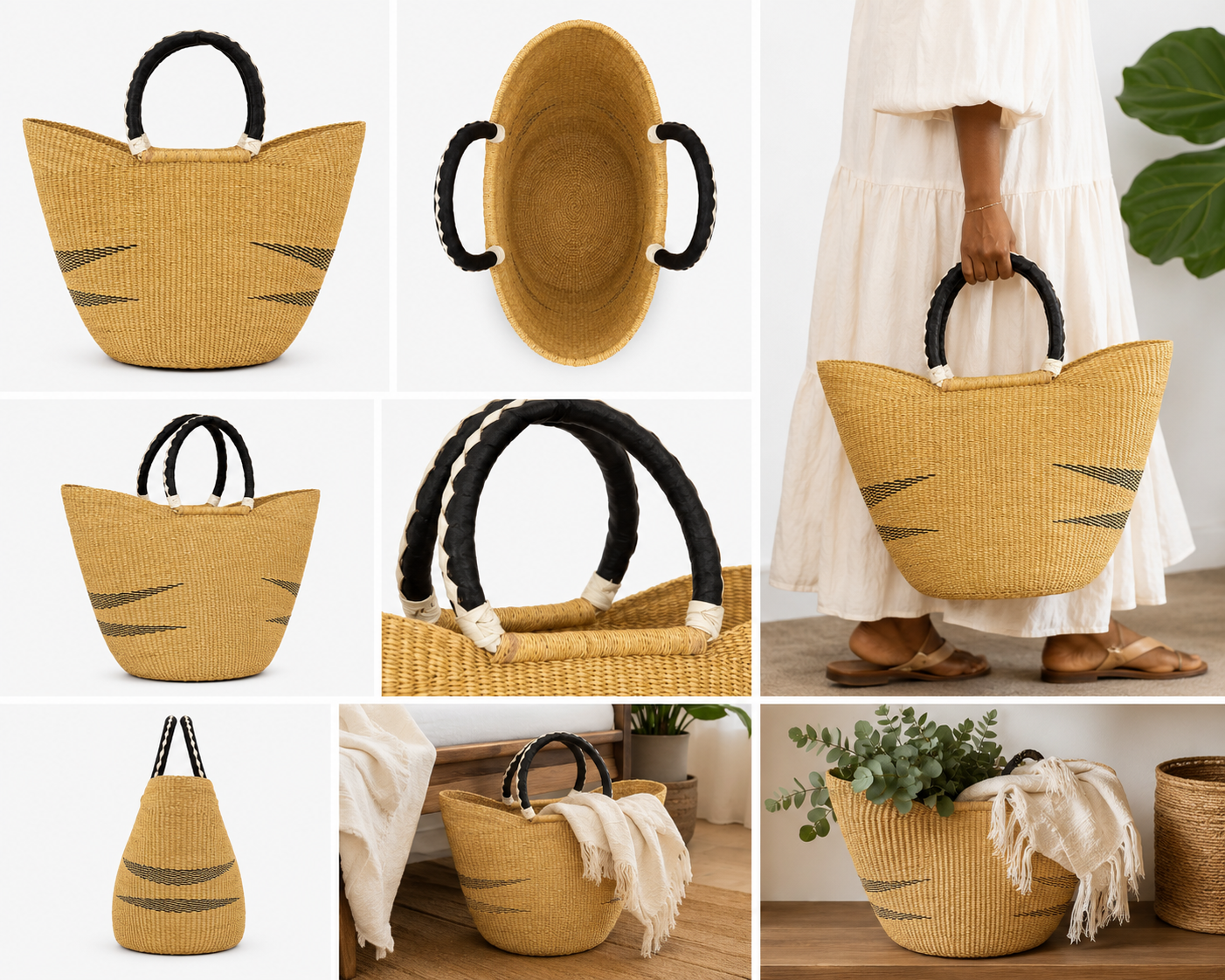 Sahara Luxe Tote | Handwoven Ghana Basket Tote