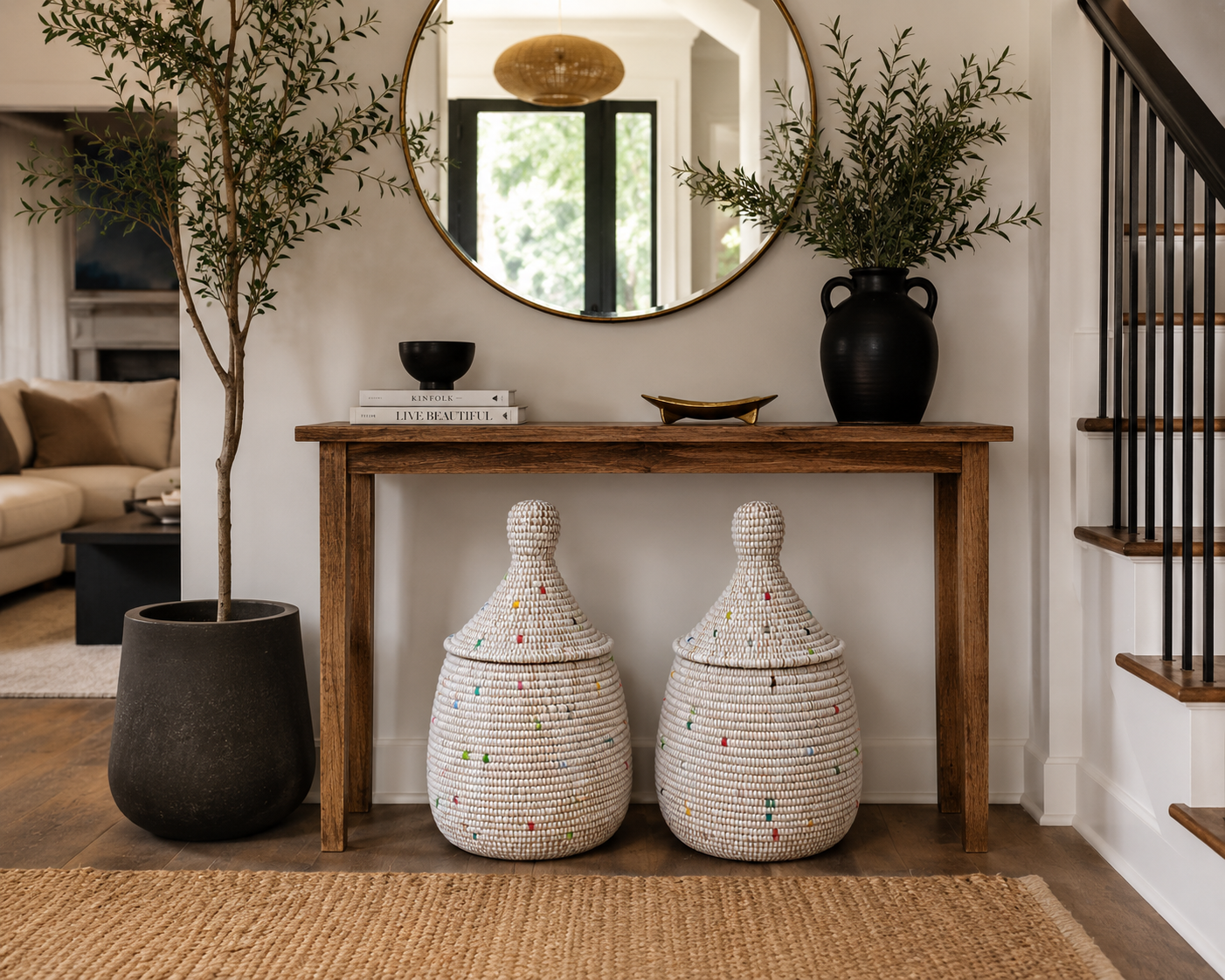 The Twin Teranga Baskets | Handwoven Lidded Basket Set — Made in Senegal
