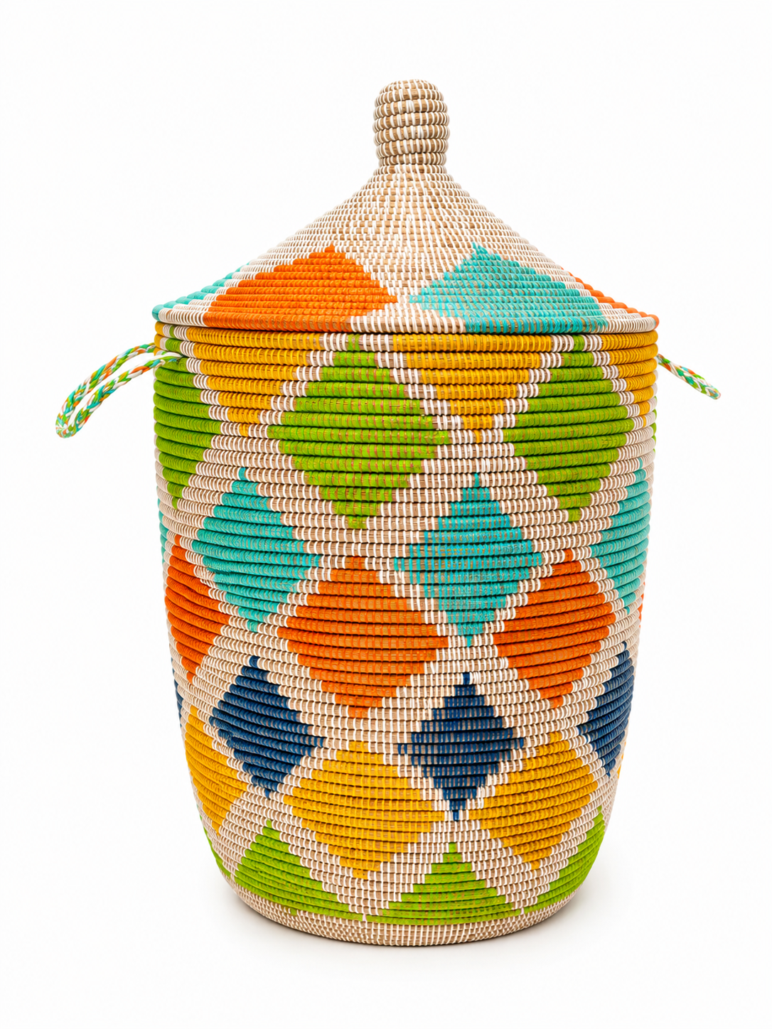 The Dakar Joy Basket | Multicolor Handwoven Lidded Basket — Made in Senegal