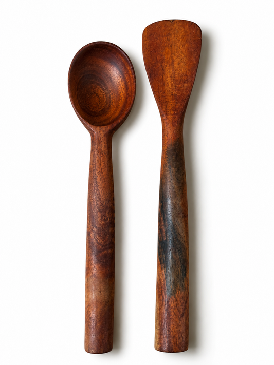 Handcrafted Mahogany Serving Spoon & Spatula Set