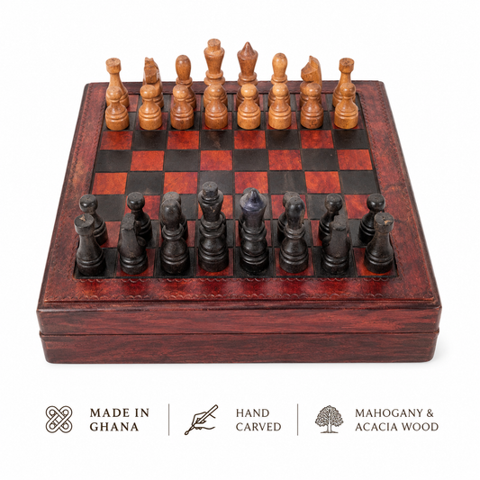 Hand-Carved Ghanaian Chess Set