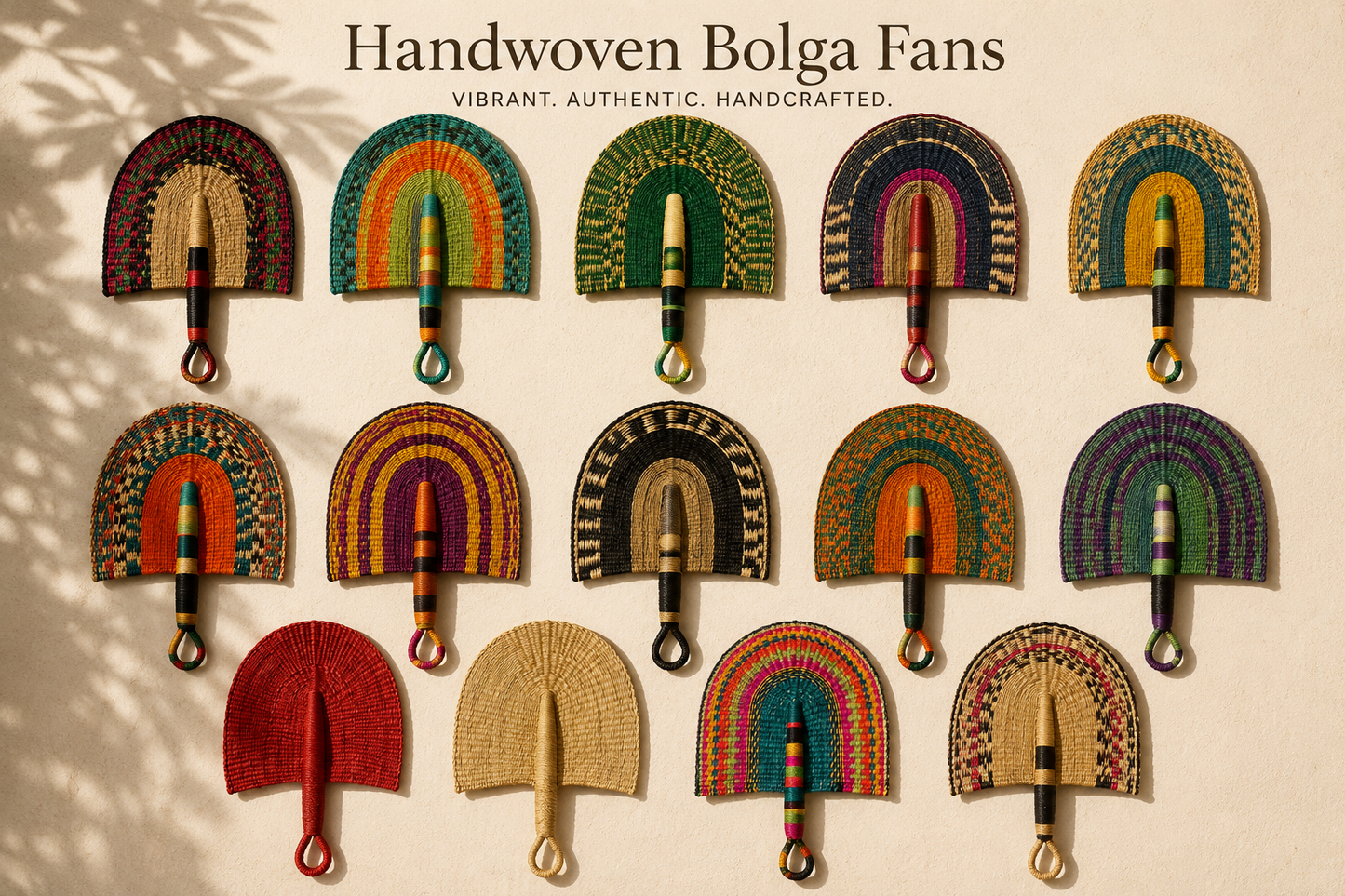 Handwoven Bolga hand fans