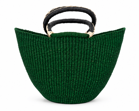 Emerald Market Tote | Handwoven Ghanaian Basket Bag