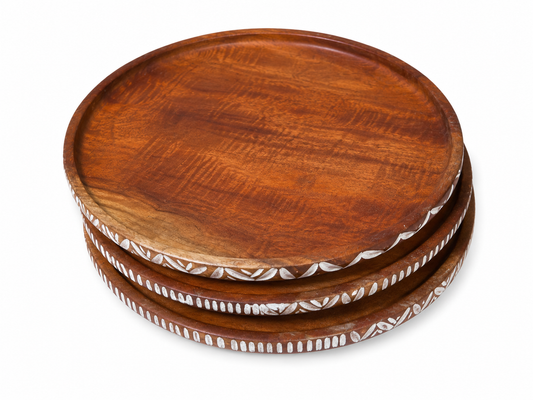 Hand-Carved Ghanaian Wooden Serving Tray