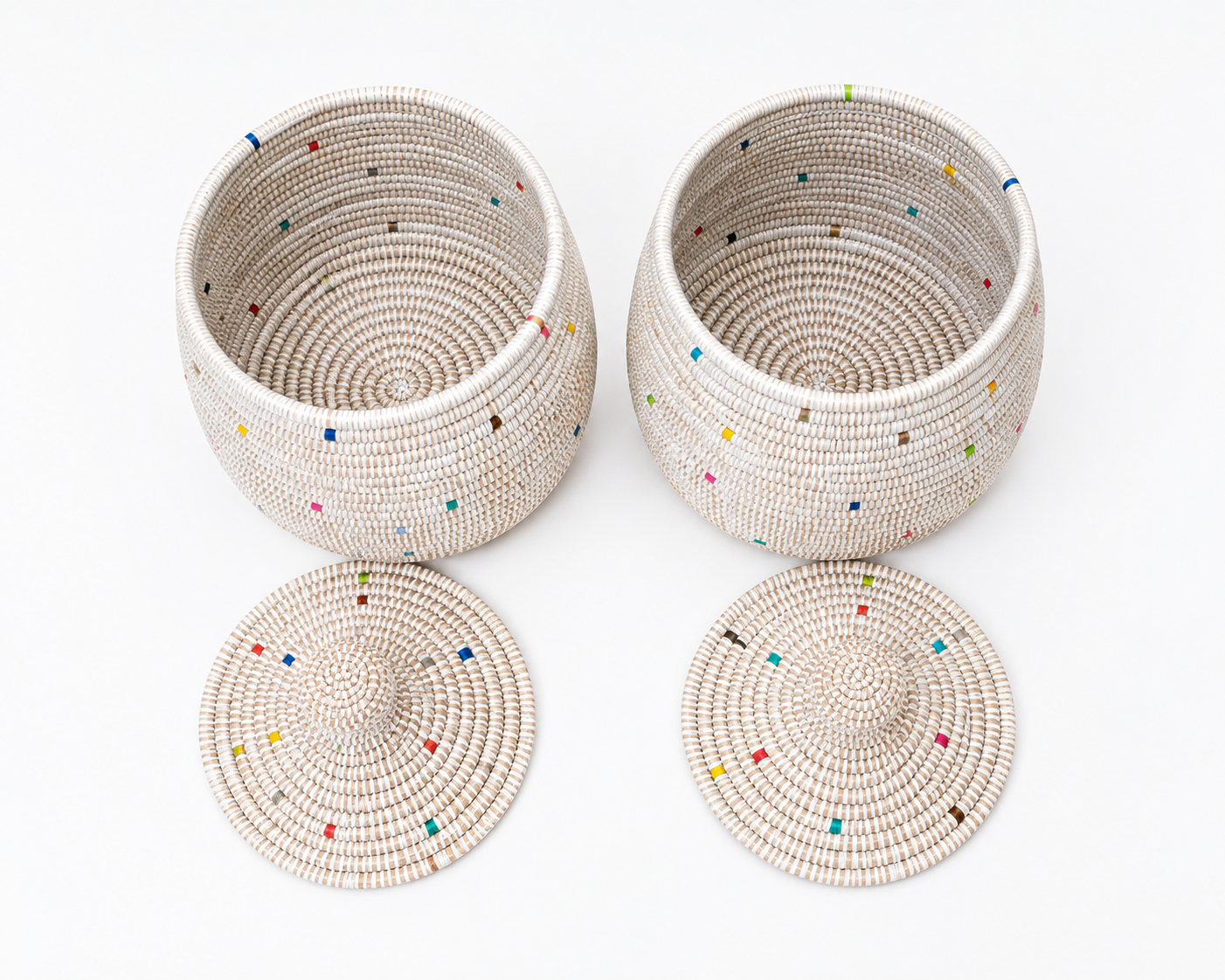 The Twin Teranga Baskets | Handwoven Lidded Basket Set — Made in Senegal