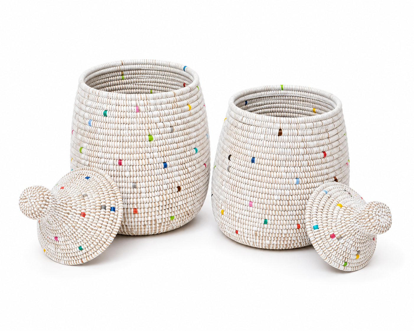 The Twin Teranga Baskets | Handwoven Lidded Basket Set — Made in Senegal