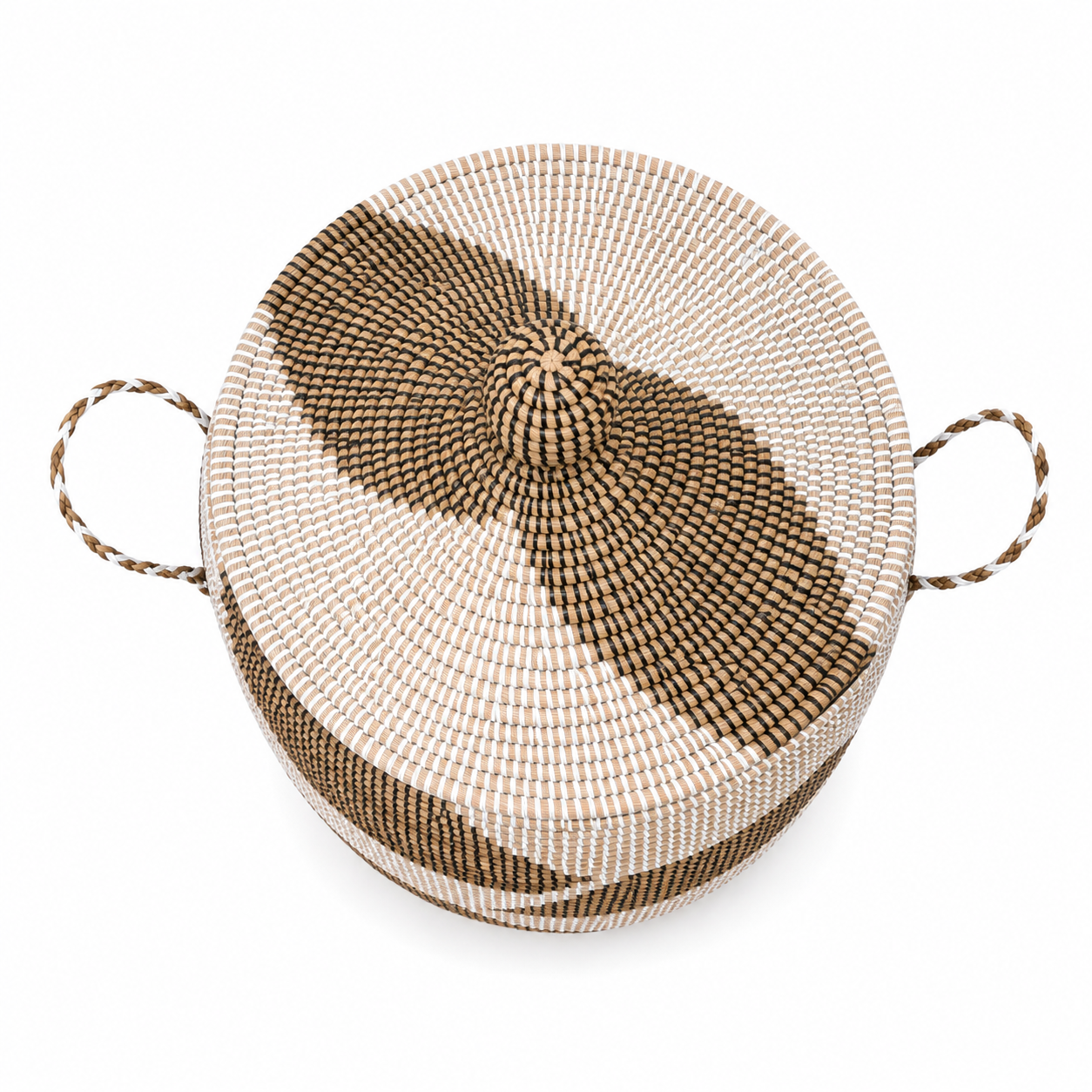 The Ndar Handwoven Basket | Medium Lidded Storage Basket — Made in Senegal