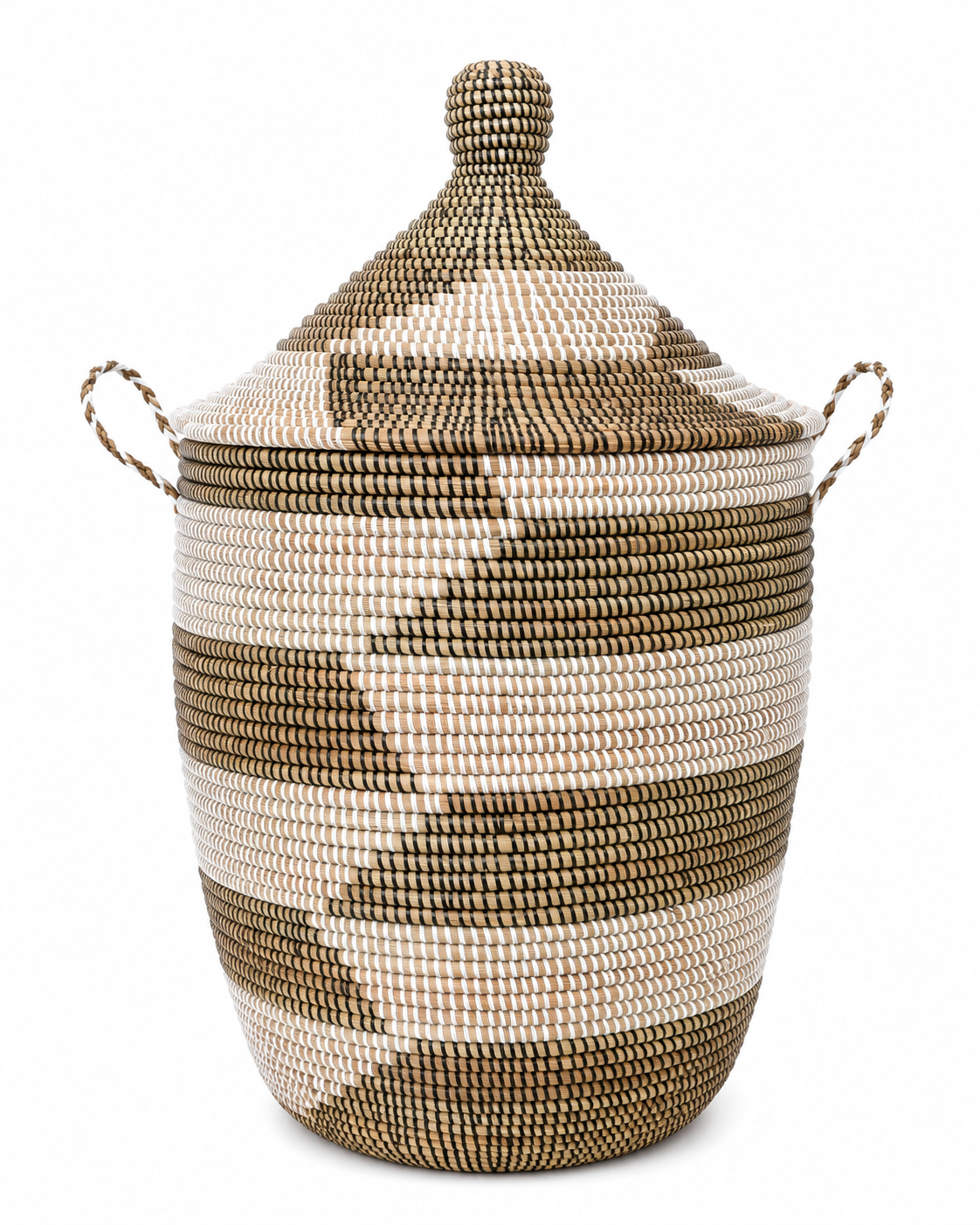 The Ndar Handwoven Basket | Medium Lidded Storage Basket — Made in Senegal