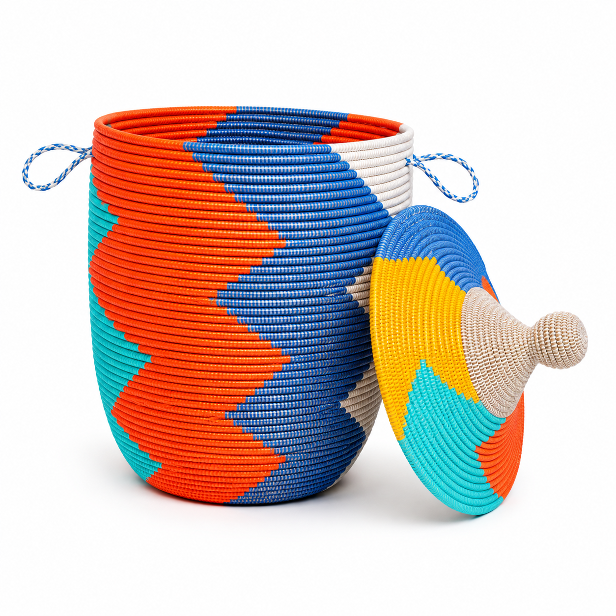 The Dakar Play Basket | Multicolor Handwoven Lidded Storage Basket — Made in Senegal