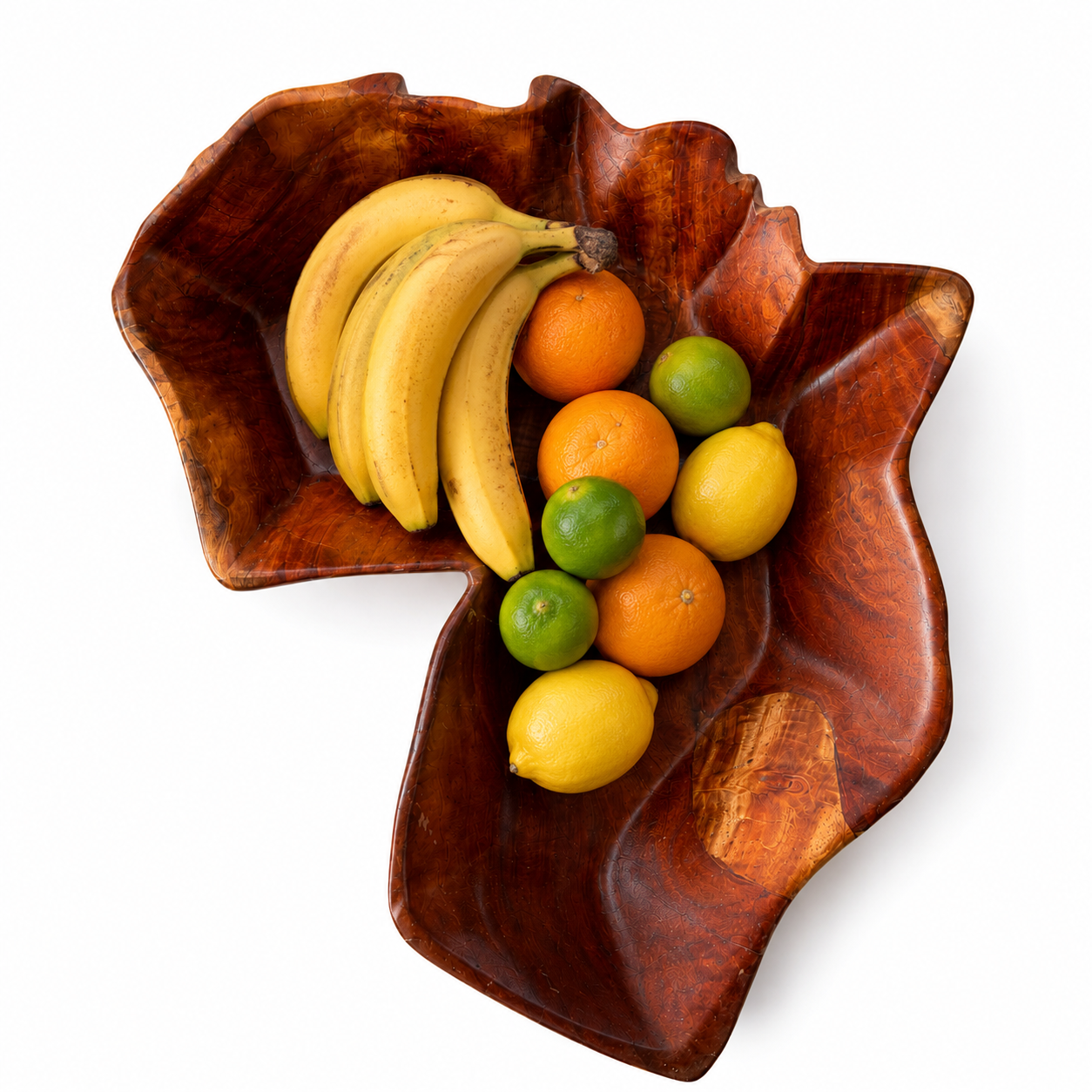 Hand-Carved Mahogany Africa Bowl