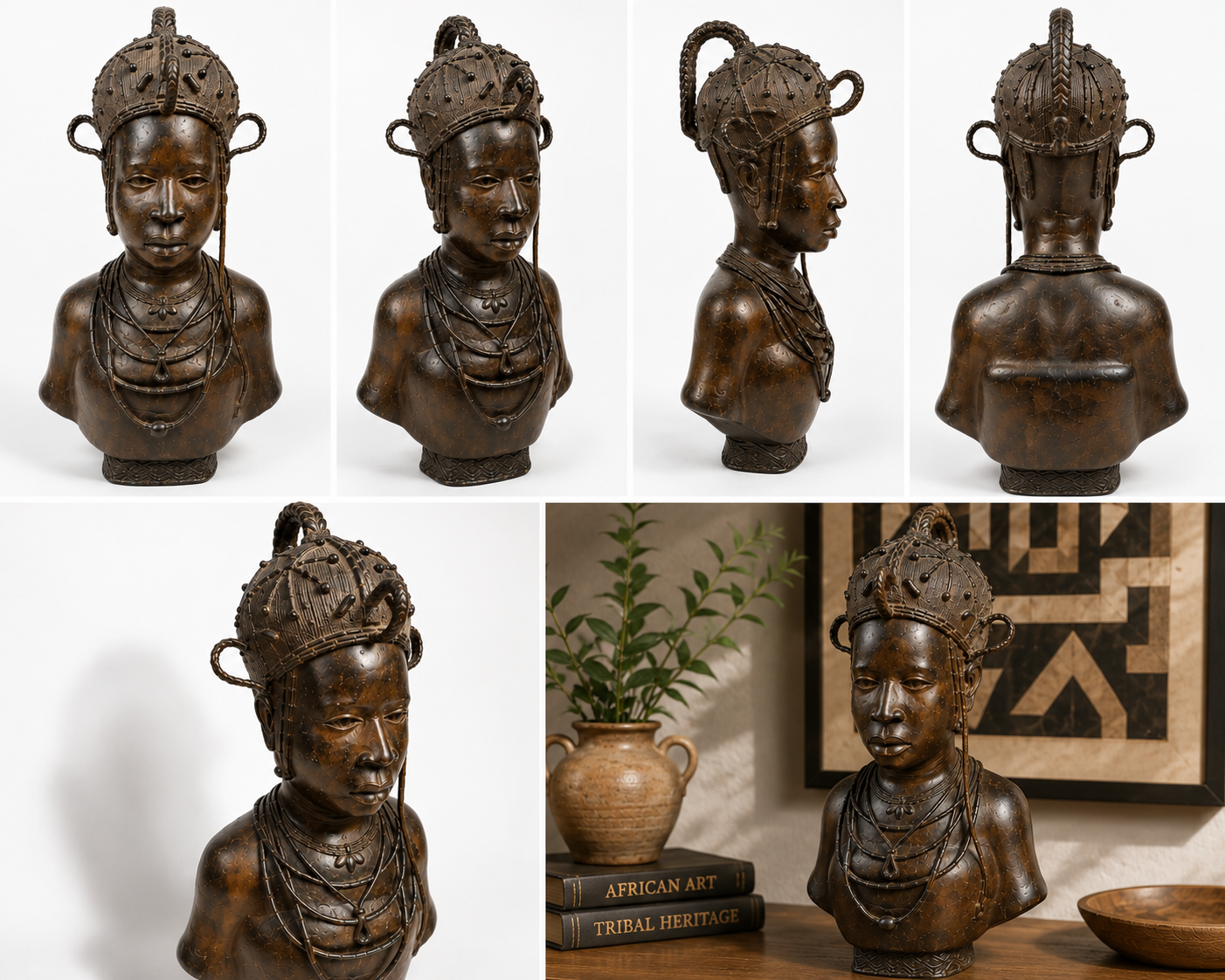 Benin-Inspired Royal Bust Sculpture