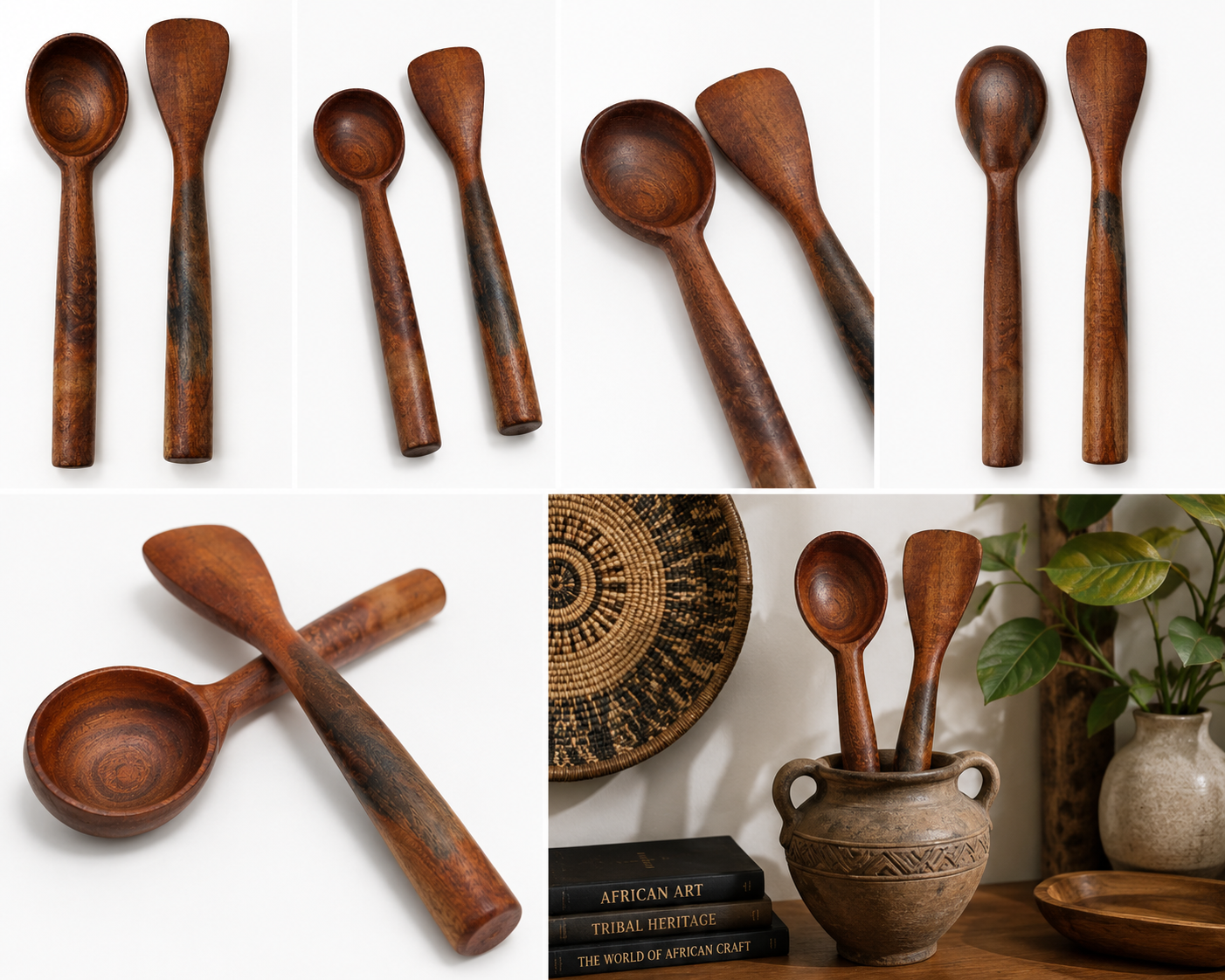 Handcrafted Mahogany Serving Spoon & Spatula Set