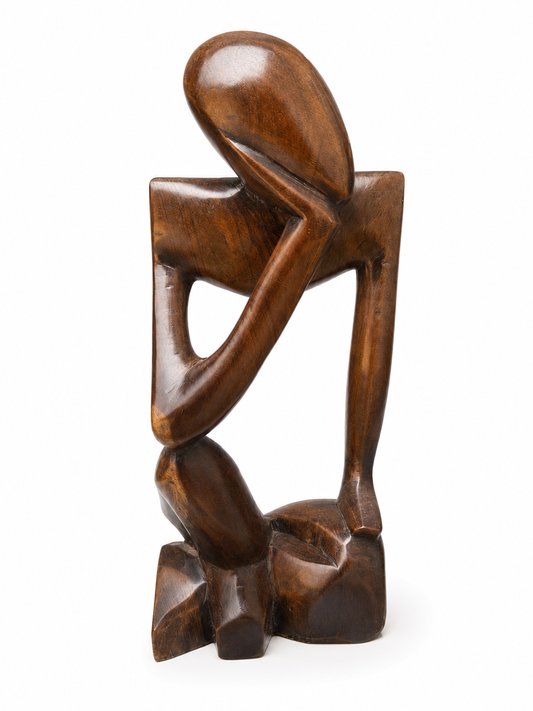 Contemplation Hand-Carved Mahogany Sculpture