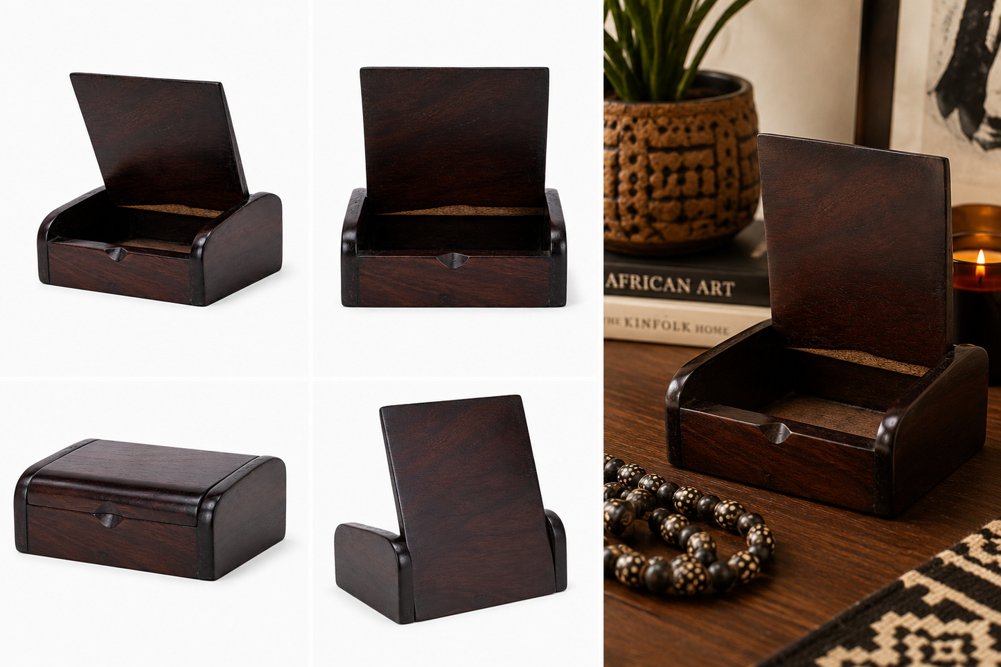 Hand-Carved Mahogany Jewelry & Keepsake Box