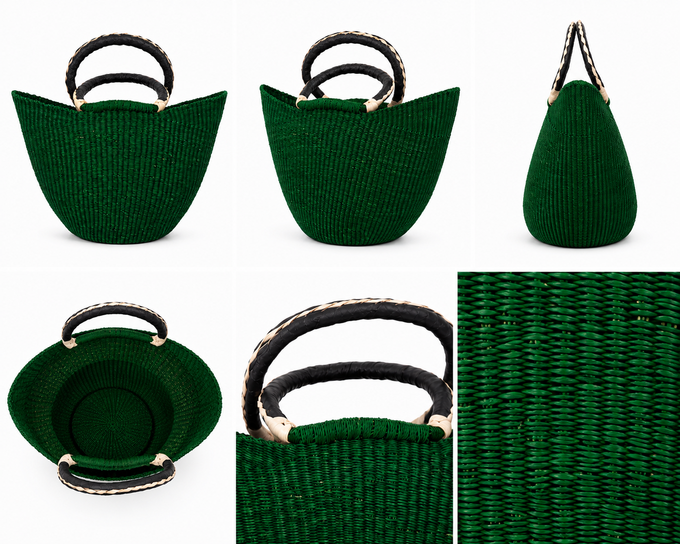 Emerald Market Tote | Handwoven Ghanaian Basket Bag