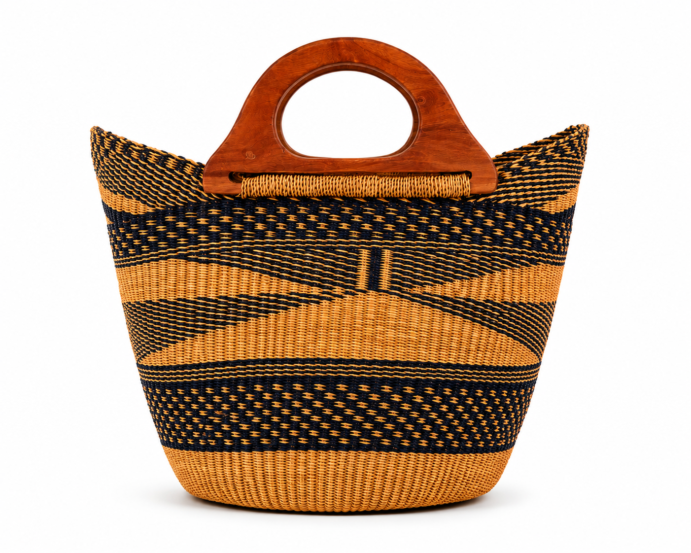 Midnight Sands Tote | Handwoven Ghanaian Market Basket