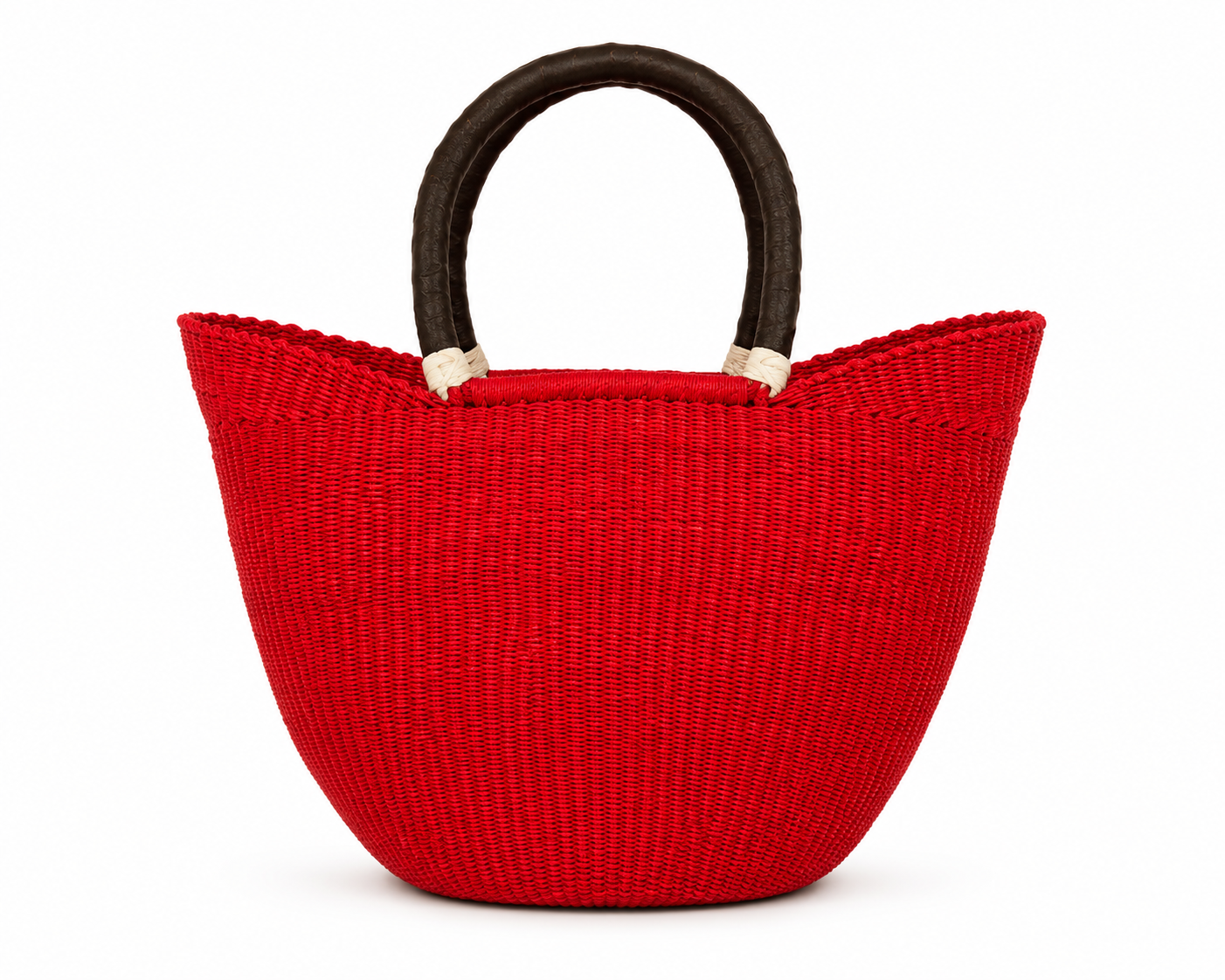 Crimson Market Tote| Handwoven Ghanaian Basket Bag