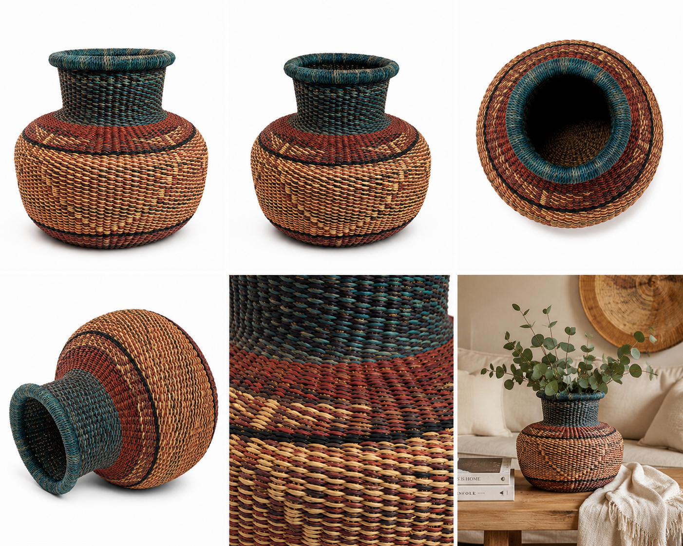 Savannah Vessel Basket | Handwoven Ghanaian Basket Bag