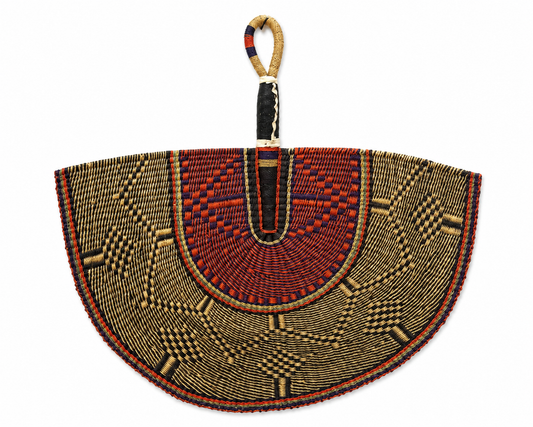 Handwoven Ghanaian Wall Fan – Savanna nights