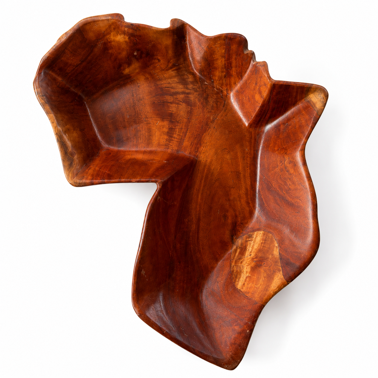 Hand-Carved Mahogany Africa Bowl